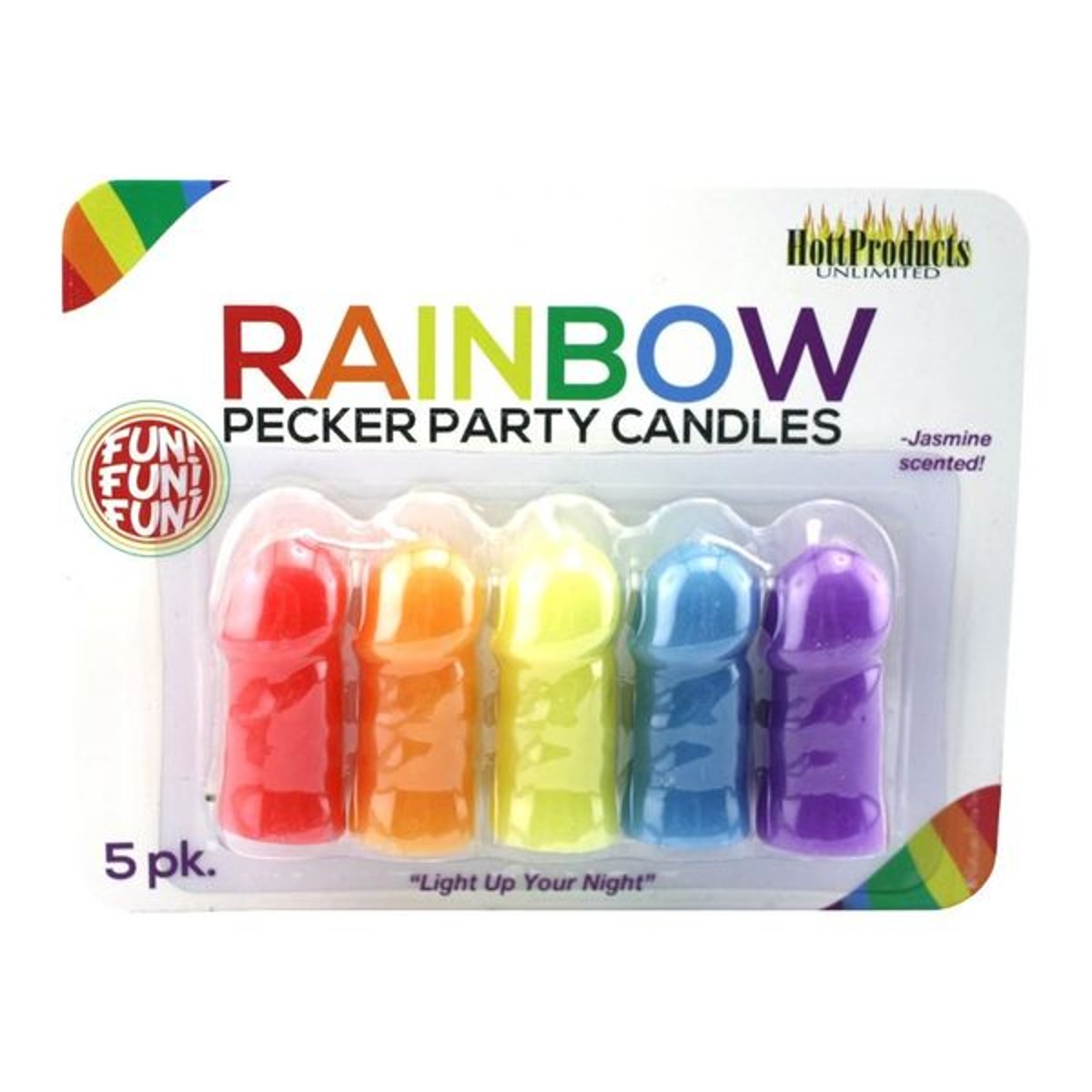 Hott Products Rainbow Pecker Party Candles 5PK